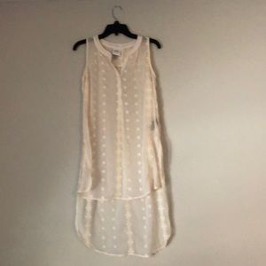 Knox Rose beige sheer lace calf length top